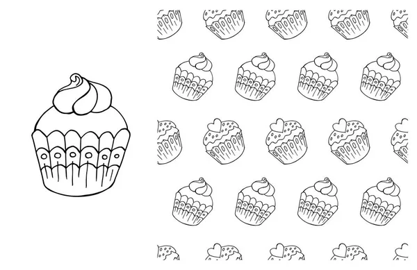 Zbarvený Muffin Sada Prvků Bezproblémový Vzor Ideální Pro Dětské Oblečení — Stockový vektor