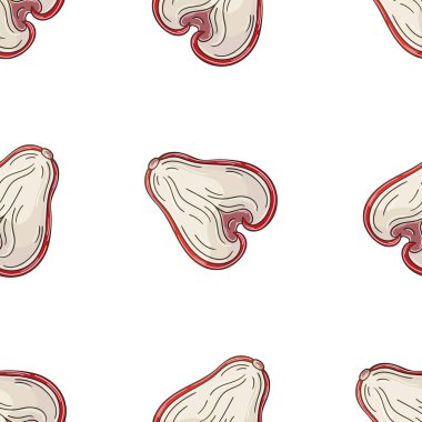 Tropikal meyveli kusursuz desen. Gül elması, Chom-poo. Elle çizim biçimi