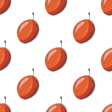 Seamless pattern with tropical fruits. Illustration in hand draw style. Tamarillo. Can be used for fabric