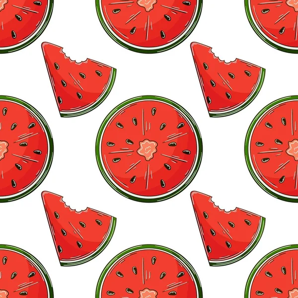 Watermelons Seamless Pattern Kitchen Restaurant Shop Illustration Hand Draw — Vector de stock