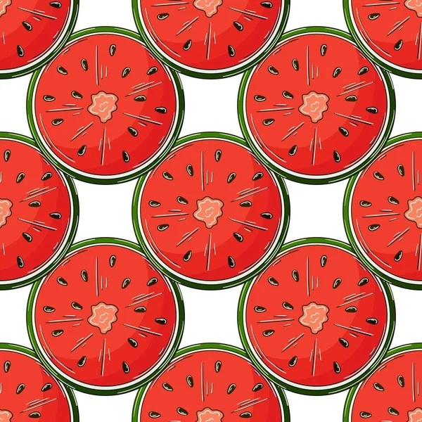 Watermelons Seamless Pattern Kitchen Restaurant Shop Illustration Hand Draw Style — стоковый вектор