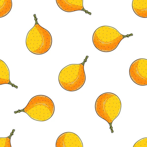 Seamless Pattern Tropical Fruits Kumquat Illustration Hand Draw Style Can — Vetor de Stock