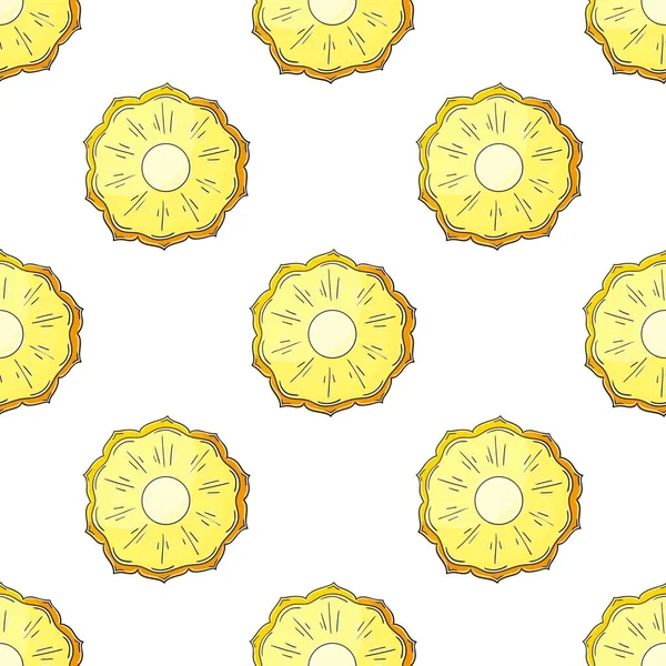 Seamless Pattern Tropical Fruits Illustration Hand Draw Style Pineapple Can — Stockvektor