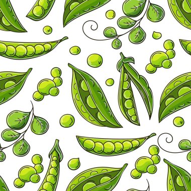Seamless pattern for kitchen, restaurant or shop. Peas. Illustration in hand draw style. Can be used for fabric