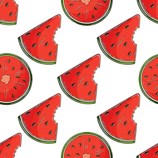Seamless Pattern Kitchen Restaurant Shop Watermelons Illustration Hand Draw Style — Vector de stock