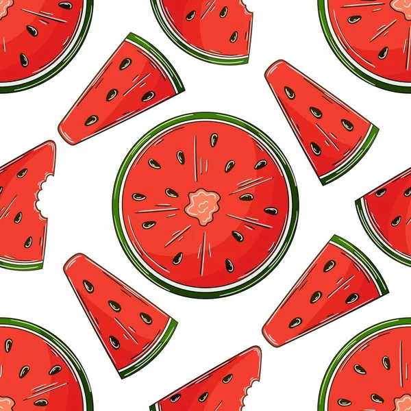 Seamless Pattern Kitchen Restaurant Shop Watermelons Illustration Hand Draw Style — Vector de stock