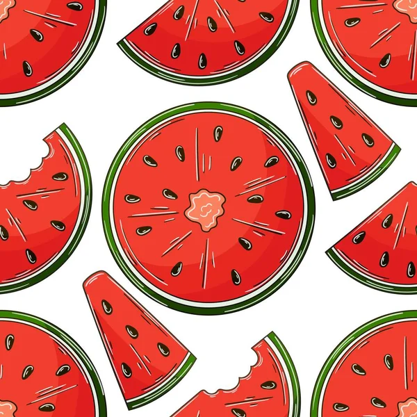 Seamless Pattern Kitchen Restaurant Shop Illustration Hand Draw Style Watermelons — Vector de stock