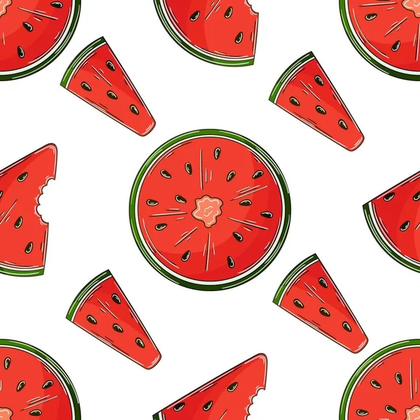 Seamless Pattern Kitchen Restaurant Shop Illustration Hand Draw Style Watermelons — Vector de stock