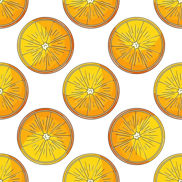 Seamless Pattern Kitchen Restaurant Shop Illustration Hand Draw Style Oranges — ストックベクタ