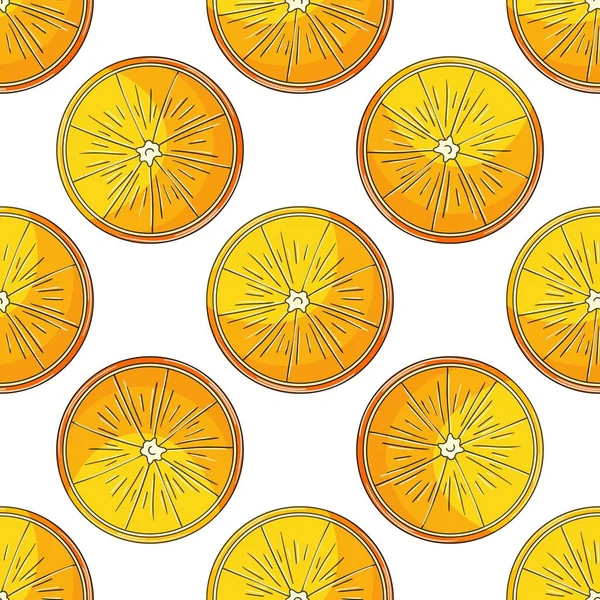 Seamless Pattern Kitchen Restaurant Shop Illustration Hand Draw Style Oranges — Vector de stock