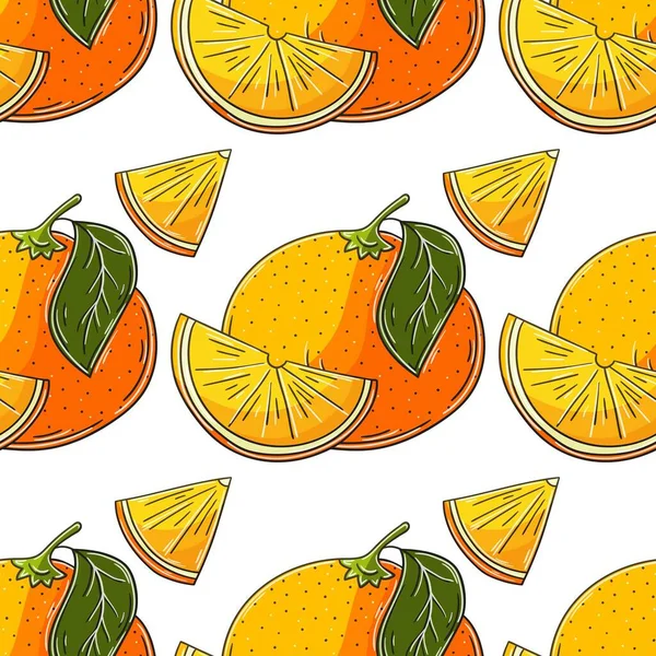Seamless Pattern Kitchen Restaurant Shop Illustration Hand Draw Style Oranges — Vector de stock