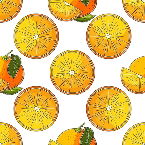 Seamless Pattern Kitchen Restaurant Shop Illustration Hand Draw Style Oranges — Vector de stock