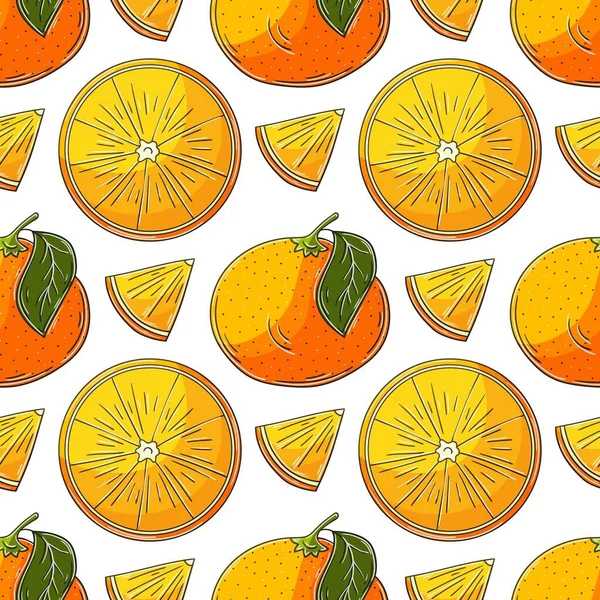 Seamless Pattern Kitchen Shop Illustration Hand Draw Style Oranges — Vector de stock