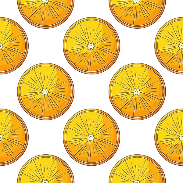Oranges Seamless Pattern Kitchen Restaurant Shop Illustration Hand Draw Style — Vector de stock