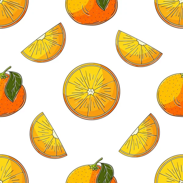 Oranges Seamless Pattern Kitchen Restaurant Shop Illustration Hand Draw Style — Vector de stock