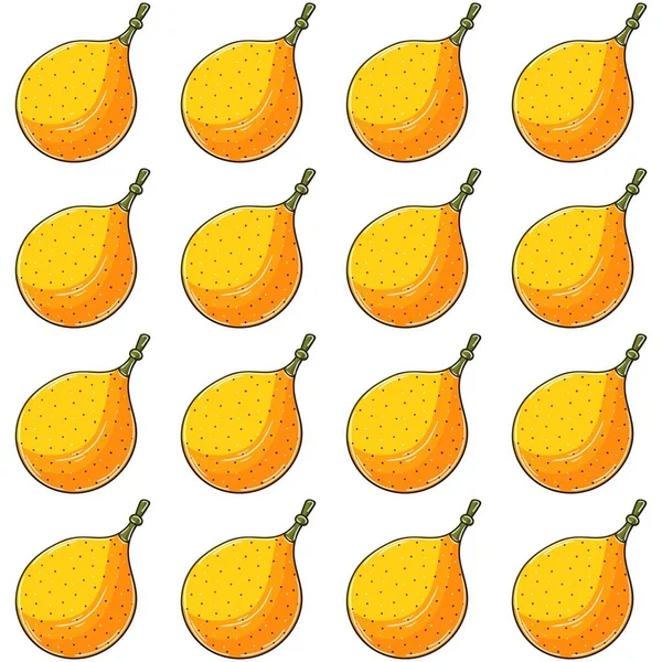 Kumquat Pola Mulus Dengan Buah Tropis Ilustrasi Dalam Gaya Gambar - Stok Vektor