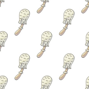 Orman mantarlarıyla kusursuz desen. Soluk Peri Mantarı. Elde çizim stili. Sonbahar dürtüleri. Kumaş, ambalaj, ambalaj vs. için kullanılabilir