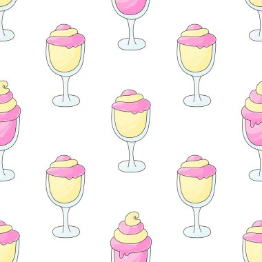Summer. Lemon milkshakes seamless pattern. Cute pattern with cold dessert. Print for cloth design, textile