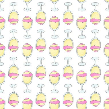 Summer. Lemon milkshakes seamless pattern. Cute pattern with cold dessert. Print for design