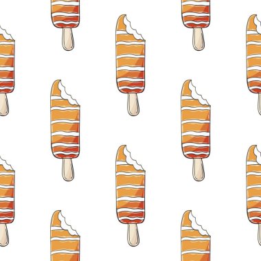 Yaz. Turuncu dondurma pürüzsüz desen. Tatlı soğuk tatlıyla harika parlak bir desen. Tasarım için yazdır