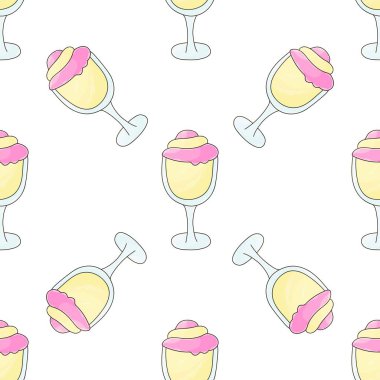 Summer. Lemon milkshakes seamless pattern. Cute pattern with cold dessert. Print