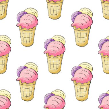 Yaz. Pembe, pürüzsüz dondurma deseni. Soğuk bir tatlıyla harika bir düzen.