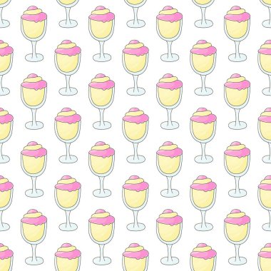 Summer. Lemon milkshakes seamless pattern. Cute pattern with cold dessert. Print for cloth design