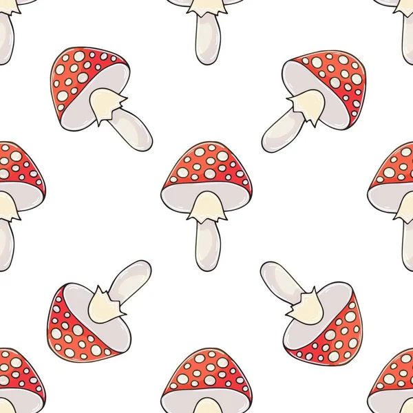 Seamless Pattern Kitchen Restaurant Shop Illustration Hand Draw Style Amanitas — Wektor stockowy