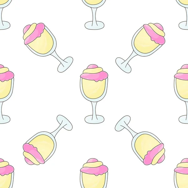 Summer Lemon Milkshakes Seamless Pattern Cute Pattern Cold Dessert Print – Stock-vektor