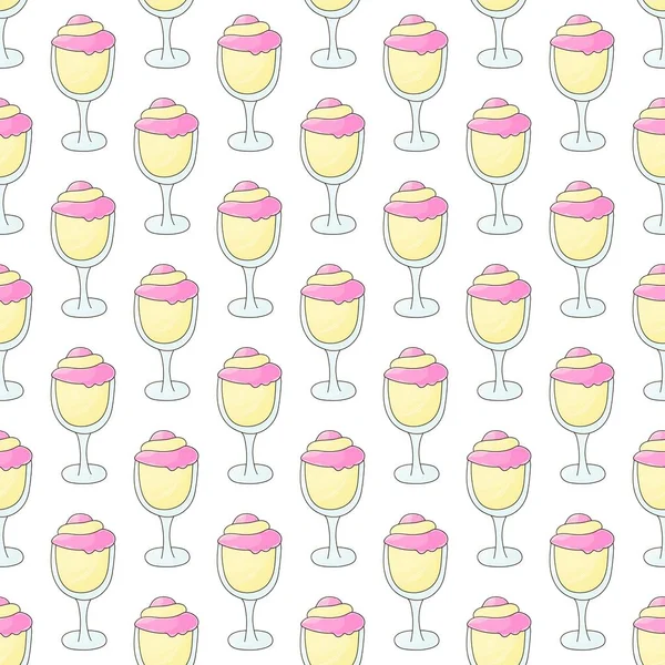 Саммер Лимонные Молочные Коктейли Бесшовные Симпатичный Узор Холодным Десертом Принт — стоковый вектор