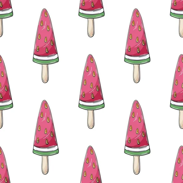 Summer Pink Ice Cream Seamless Pattern Wonderful Bright Pattern Sweet — Stock Vector
