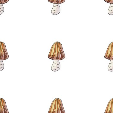 Elde çizim stili. Çizgili Peri mantarı. Mutfak, restoran ya da dükkan için kusursuz desen. Kumaş, ambalaj, ambalaj vs. için kullanılabilir