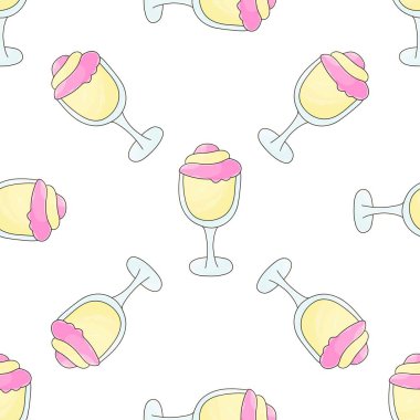 Summer. Lemon milkshakes seamless pattern. Cute pattern with cold dessert