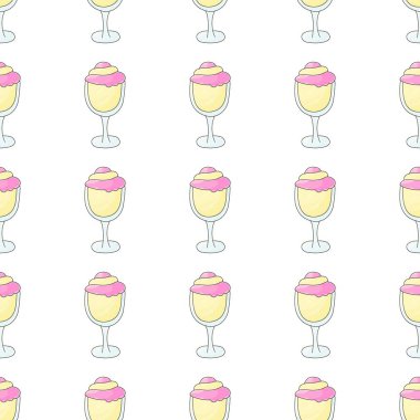 Summer. Lemon milkshakes seamless pattern. Cute pattern with cold dessert. Print for cloth design, textile, fabric, wallpaper