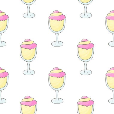 Summer. Lemon milkshakes seamless pattern. Cute pattern with cold dessert. Print for cloth design, textile, fabric, wallpaper, wrapping