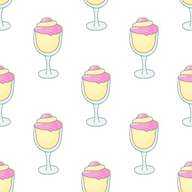 Summer. Lemon milkshakes seamless pattern. Cute pattern with cold dessert. Print for cloth design, textile, fabric, wallpaper, wrapping paper