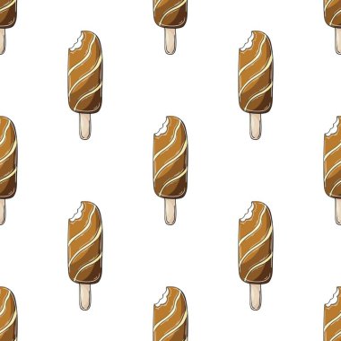 Yaz. Dondurmanın pürüzsüz deseni güzelmiş. Çikolatalı tatlı ile harika bir desen. Kumaş tasarımı için baskı, tekstil
