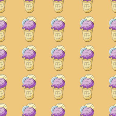 Mor dondurma. Dondurma izi yok. Güzel bir yaz şablonu. Kumaş tasarımı, tekstil, kumaş baskısı