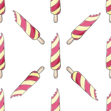 Pembe, pürüzsüz dondurma deseni. Yaz. Tatlı karpuz tatlısıyla harika bir desen.