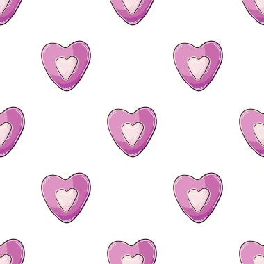 Pembe kalp şekeri kusursuz desen. Sevgililer Günü için hoş bir desen. Kumaş tasarımı için baskı, tekstil