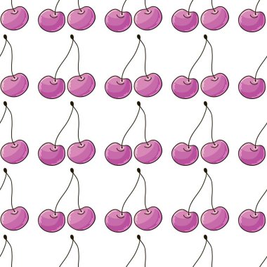 Pink cherries. Berries seamless pattern with cherries. Print