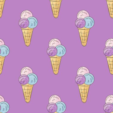 Çok renkli dondurma topları. Dondurma izi yok. Güzel bir yaz şablonu. Kumaş tasarımı, tekstil, kumaş, duvar kağıdı için yazdır