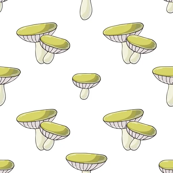 Xerocomus Seamless Pattern Forest Mushrooms Illustration Hand Draw Style Autumn — 스톡 벡터