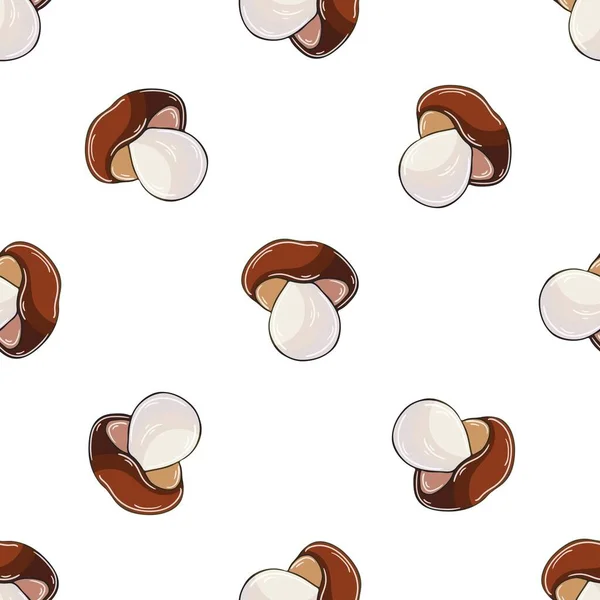 Seamless Pattern Mushrooms Illustration Hand Draw Style Boletus Autumn Motives — 图库矢量图片