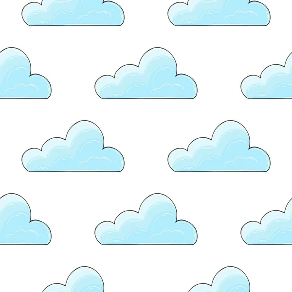 Seamless Pattern Clouds Illustration Hand Draw Style Can Used Fabric — Stock vektor