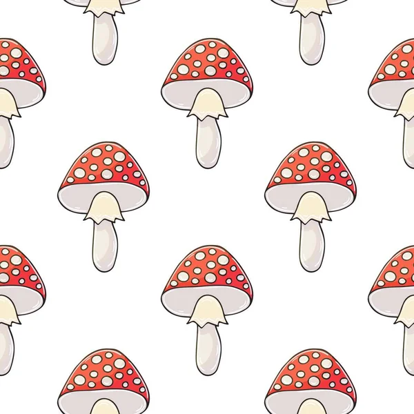 Amanitas Seamless Pattern Forest Mushrooms Amanitas — Stockvektor