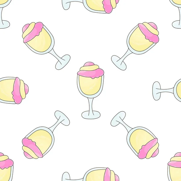 Summer Lemon Milkshakes Seamless Pattern Cute Pattern Cold Dessert — Stock Vector