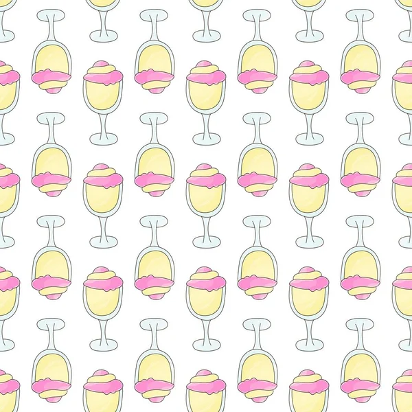 Summer Lemon Milkshakes Seamless Pattern Cute Pattern Cold Dessert Print — Stock Vector