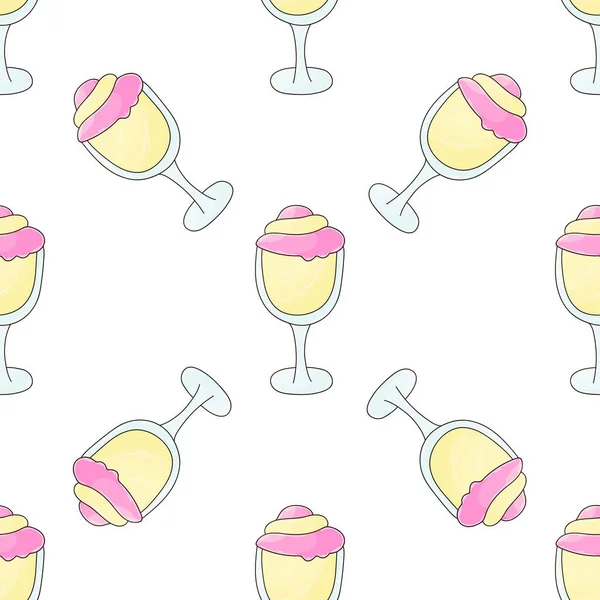 Summer Lemon Milkshakes Seamless Pattern Cute Pattern Cold Dessert Print — Stock Vector