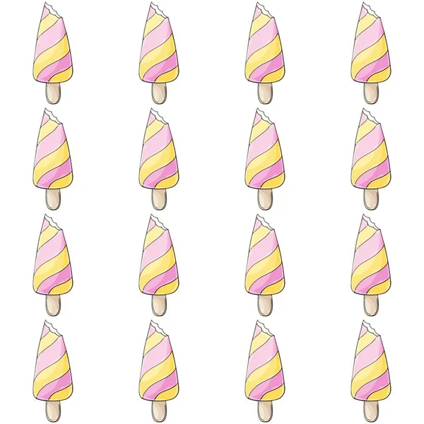 Summer Cute Ice Cream Seamless Pattern Wonderful Bright Pattern Sweet — ストックベクタ